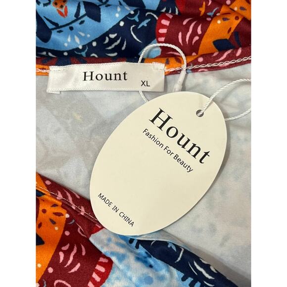 NWT Hount Blue Red Geometric Design Sleeveless Soft Stretchy Maxi Dress Size XL - Picture 5 of 8